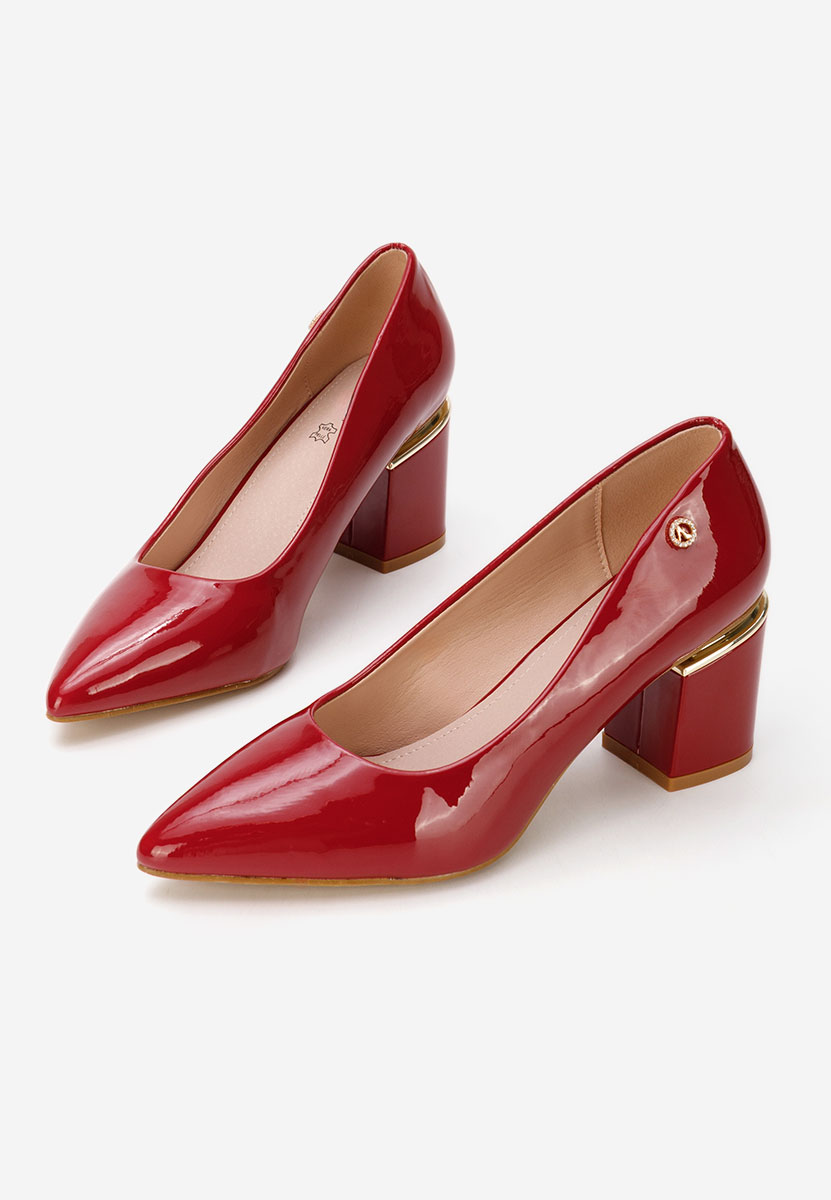 Červené lodičky na hrubom opätku Nelia V6