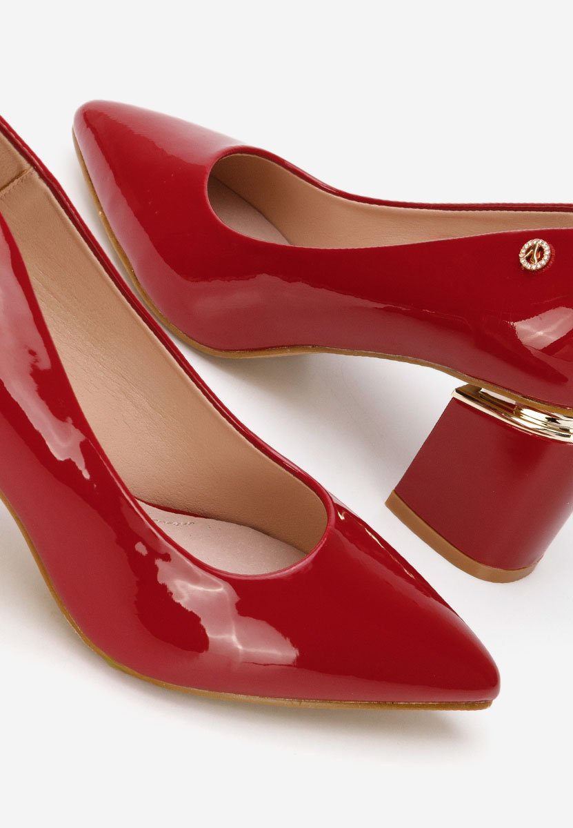 Červené lodičky na hrubom opätku Nelia V6