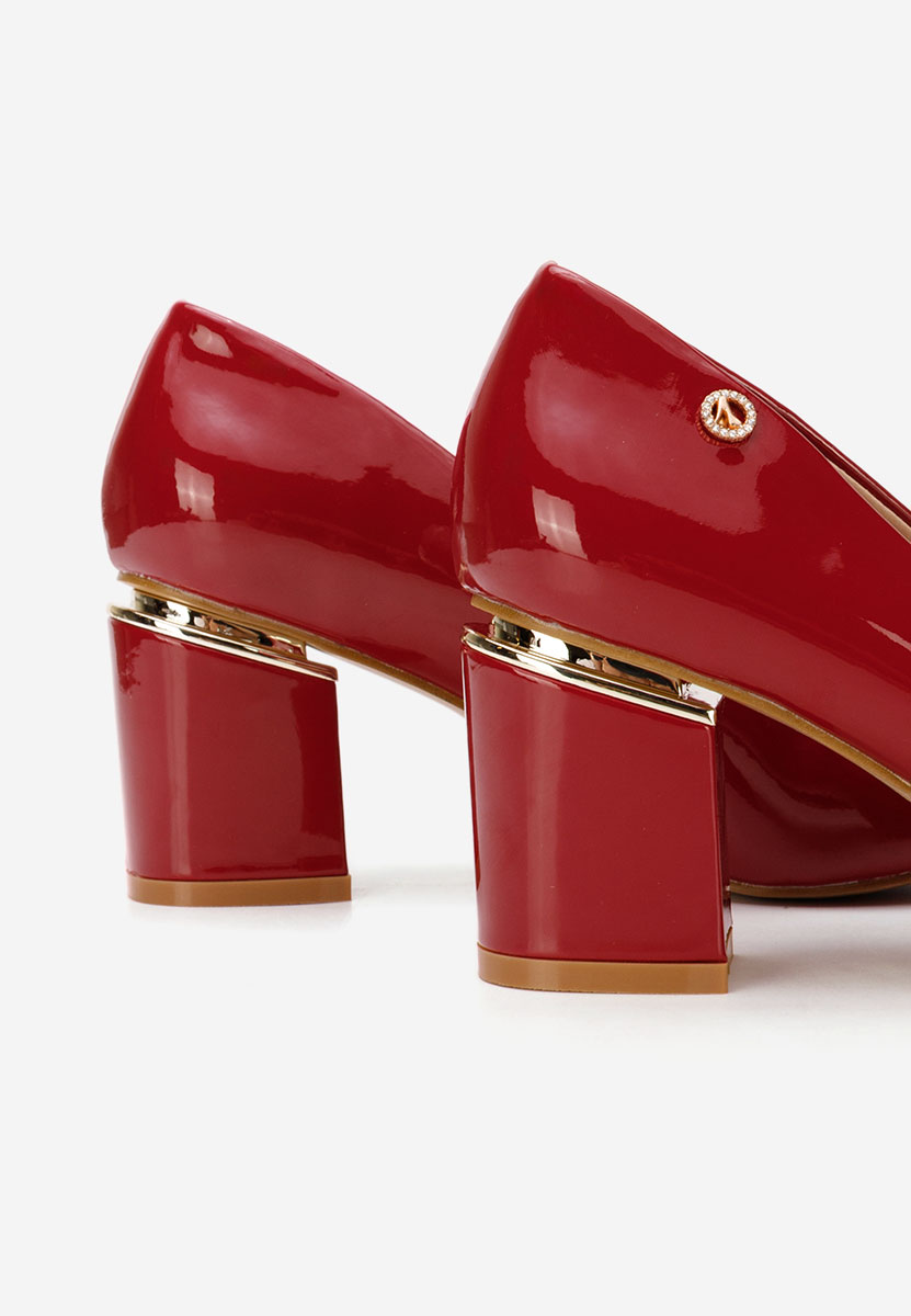 Červené lodičky na hrubom opätku Nelia V6