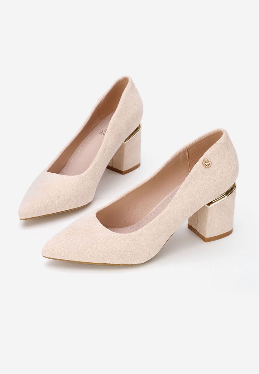 Béžové lodičky na hrubom opätku Nelia V5