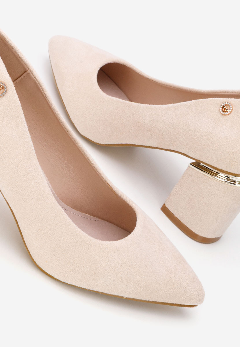 Béžové lodičky na hrubom opätku Nelia V5