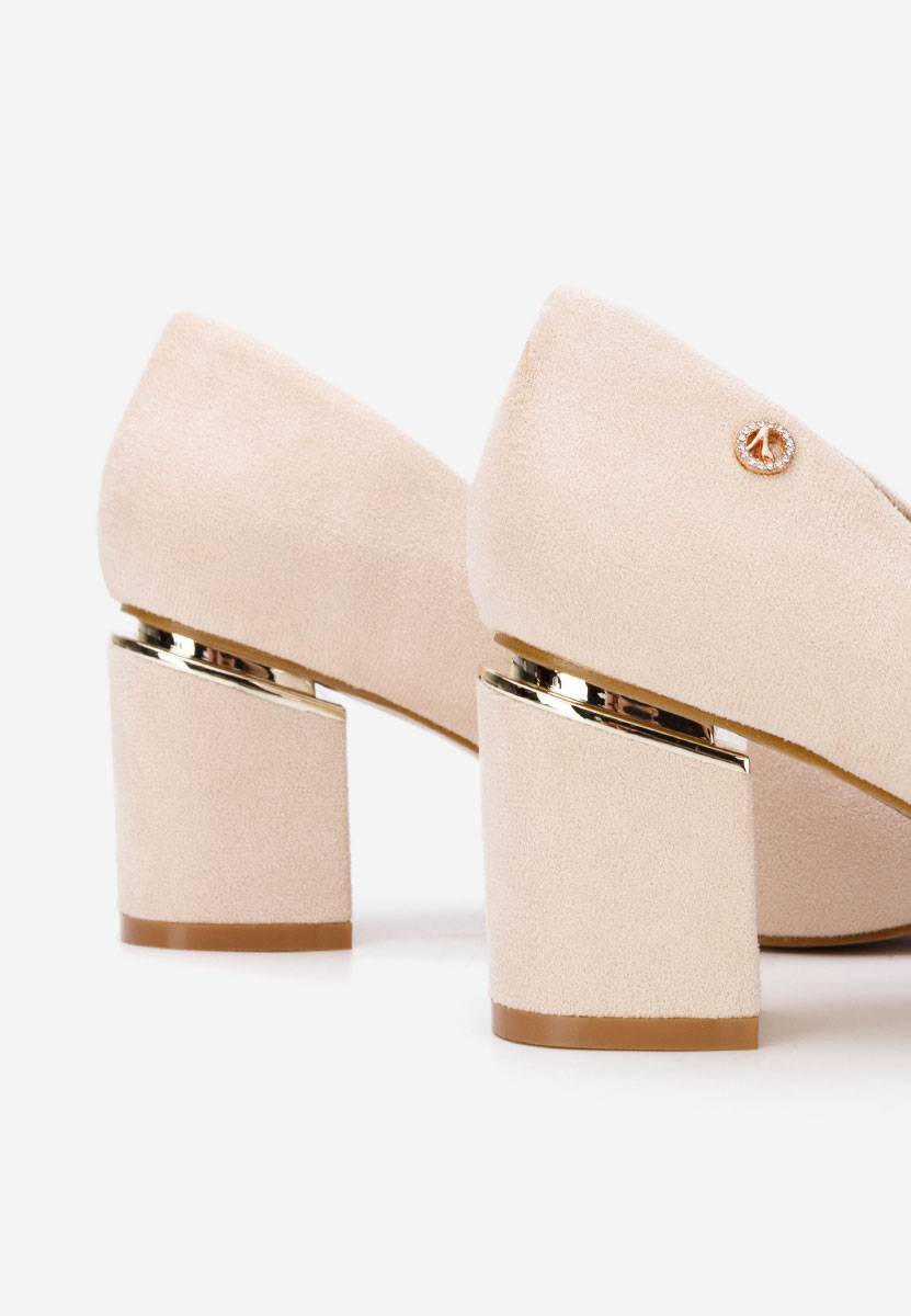 Béžové lodičky na hrubom opätku Nelia V5