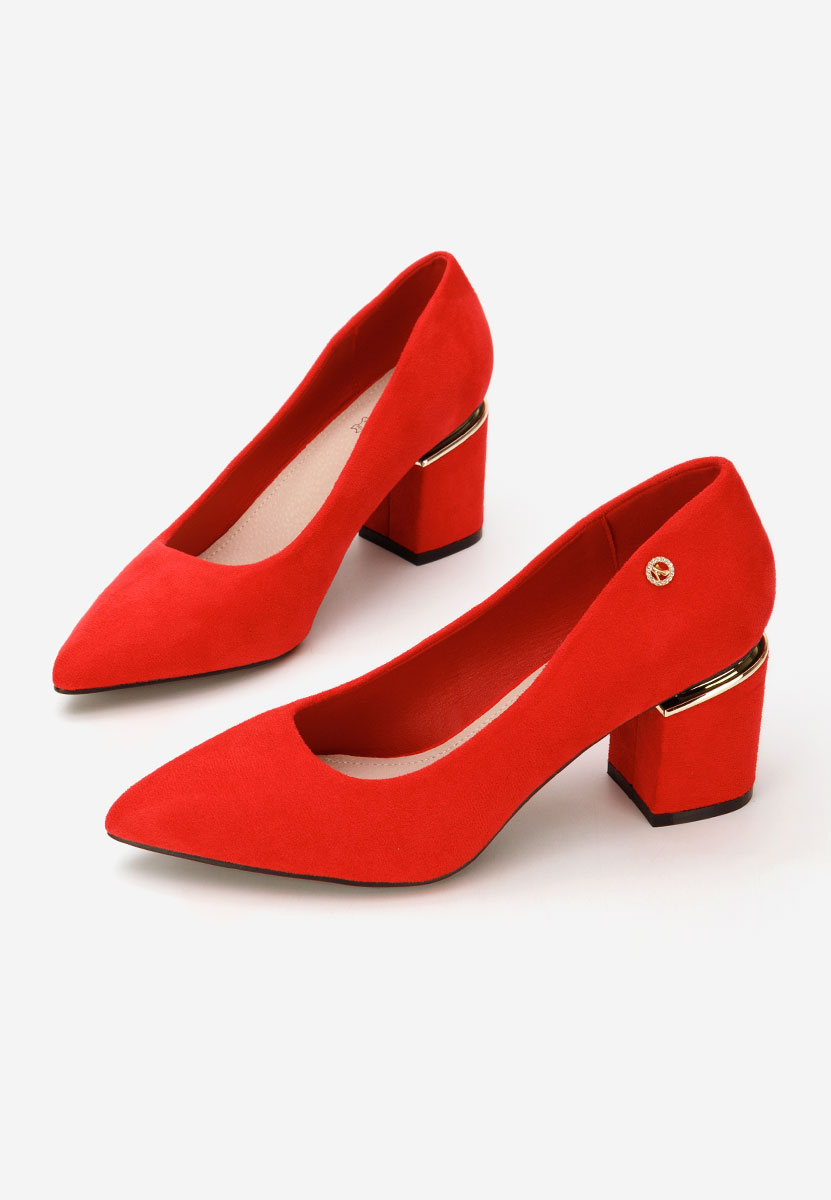 Červené lodičky na hrubom opätku Nelia V5