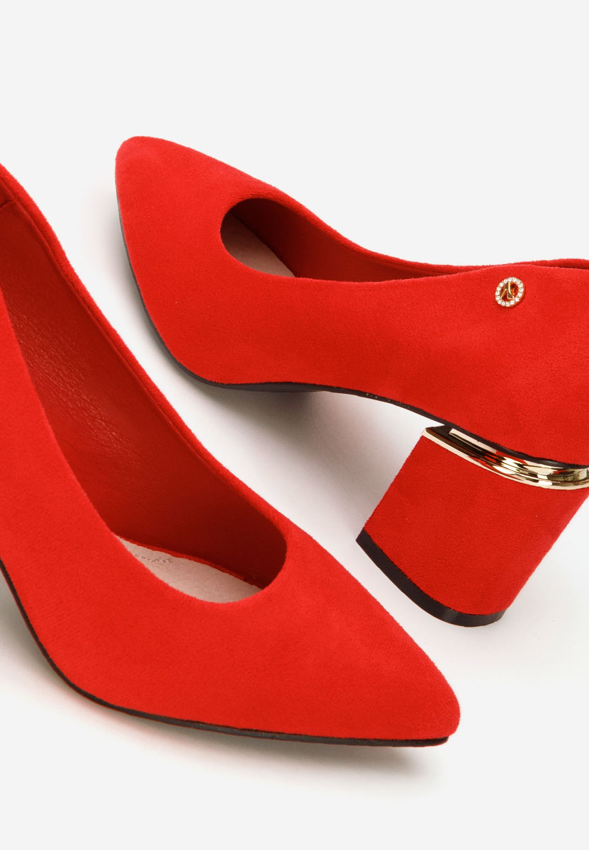 Červené lodičky na hrubom opätku Nelia V5