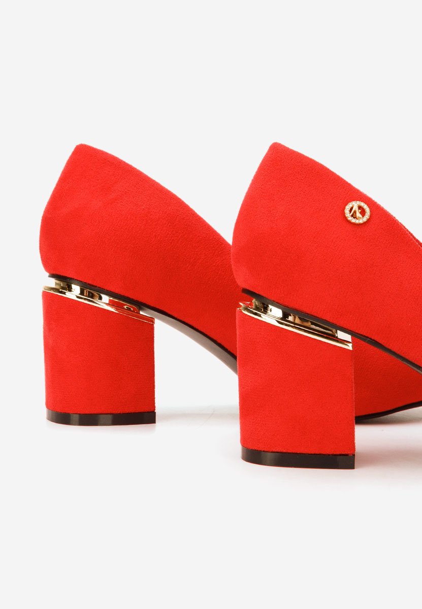 Červené lodičky na hrubom opätku Nelia V5