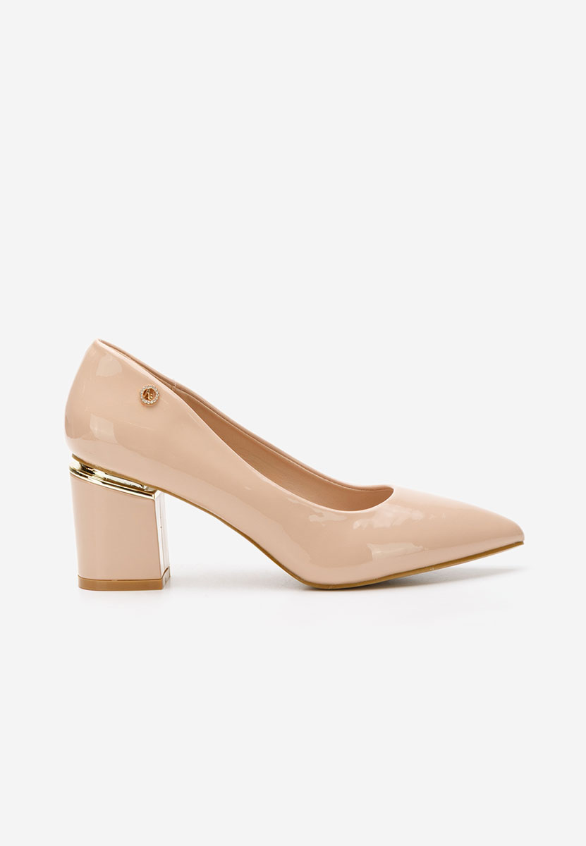 Nude lodičky na hrubom opätku Nelia V6