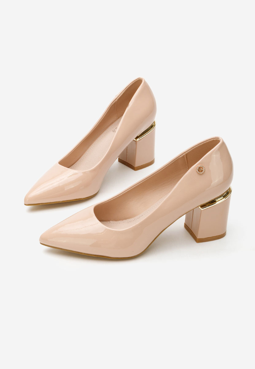 Nude lodičky na hrubom opätku Nelia V6