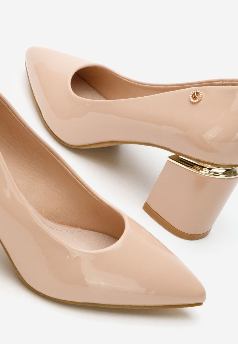 Nude lodičky na hrubom opätku Nelia V6