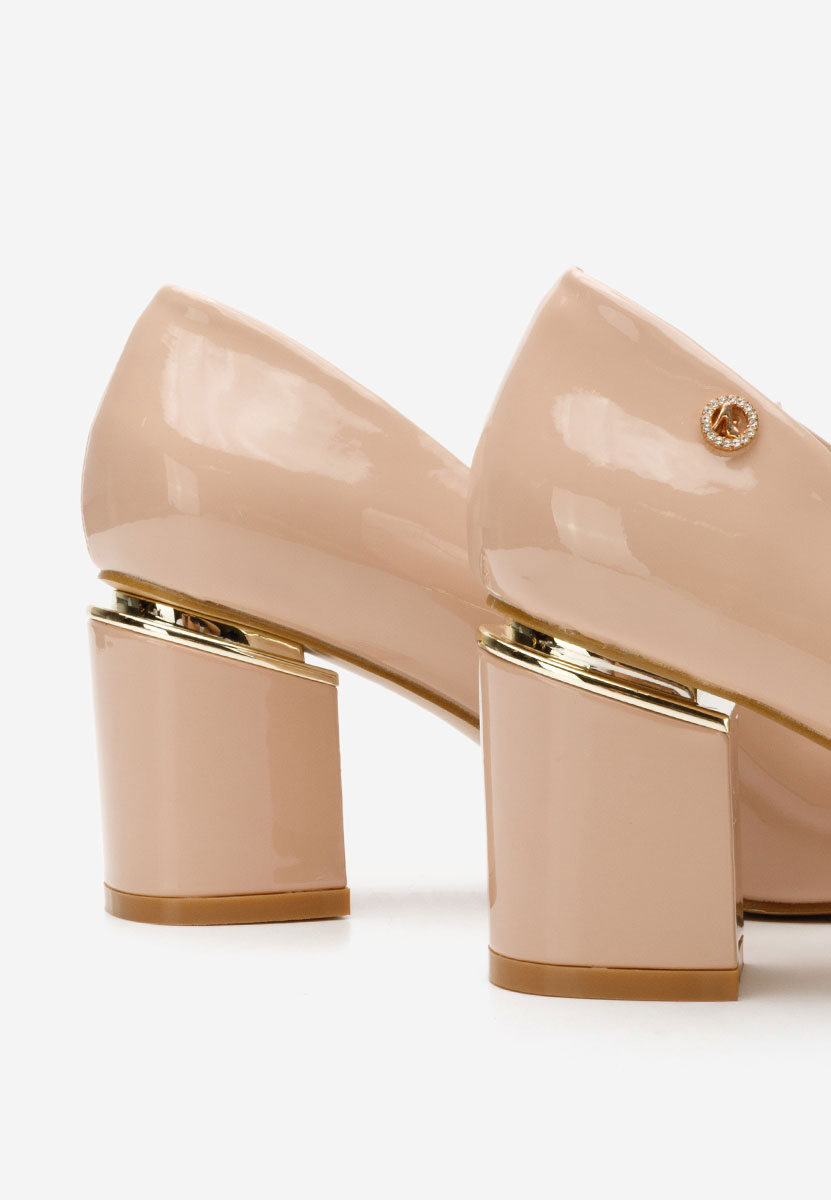 Nude lodičky na hrubom opätku Nelia V6