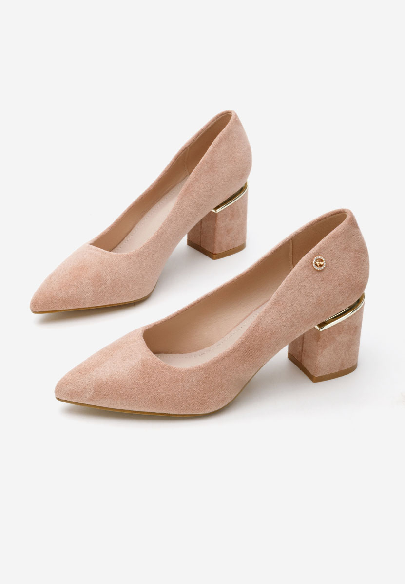 Nude lodičky na hrubom opätku Nelia V5