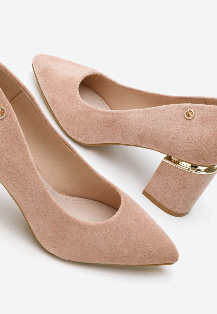 Nude lodičky na hrubom opätku Nelia V5