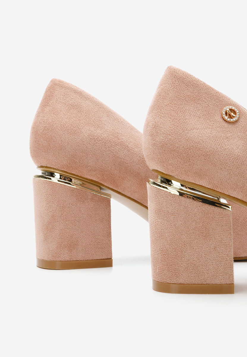 Nude lodičky na hrubom opätku Nelia V5