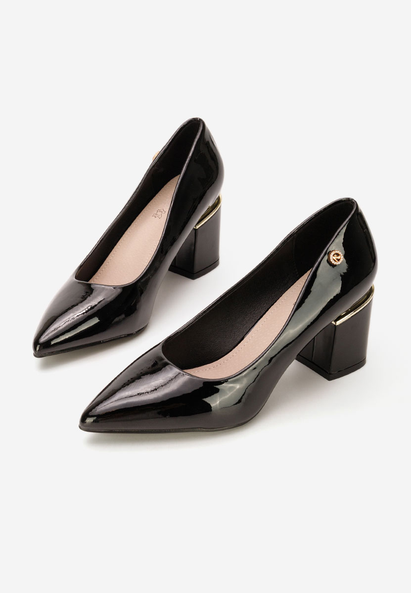 Čierne lodičky na hrubom opätku Nelia V6