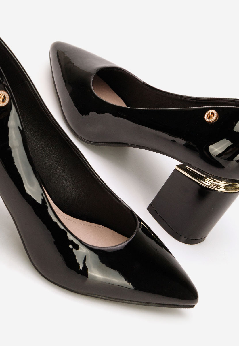 Čierne lodičky na hrubom opätku Nelia V6