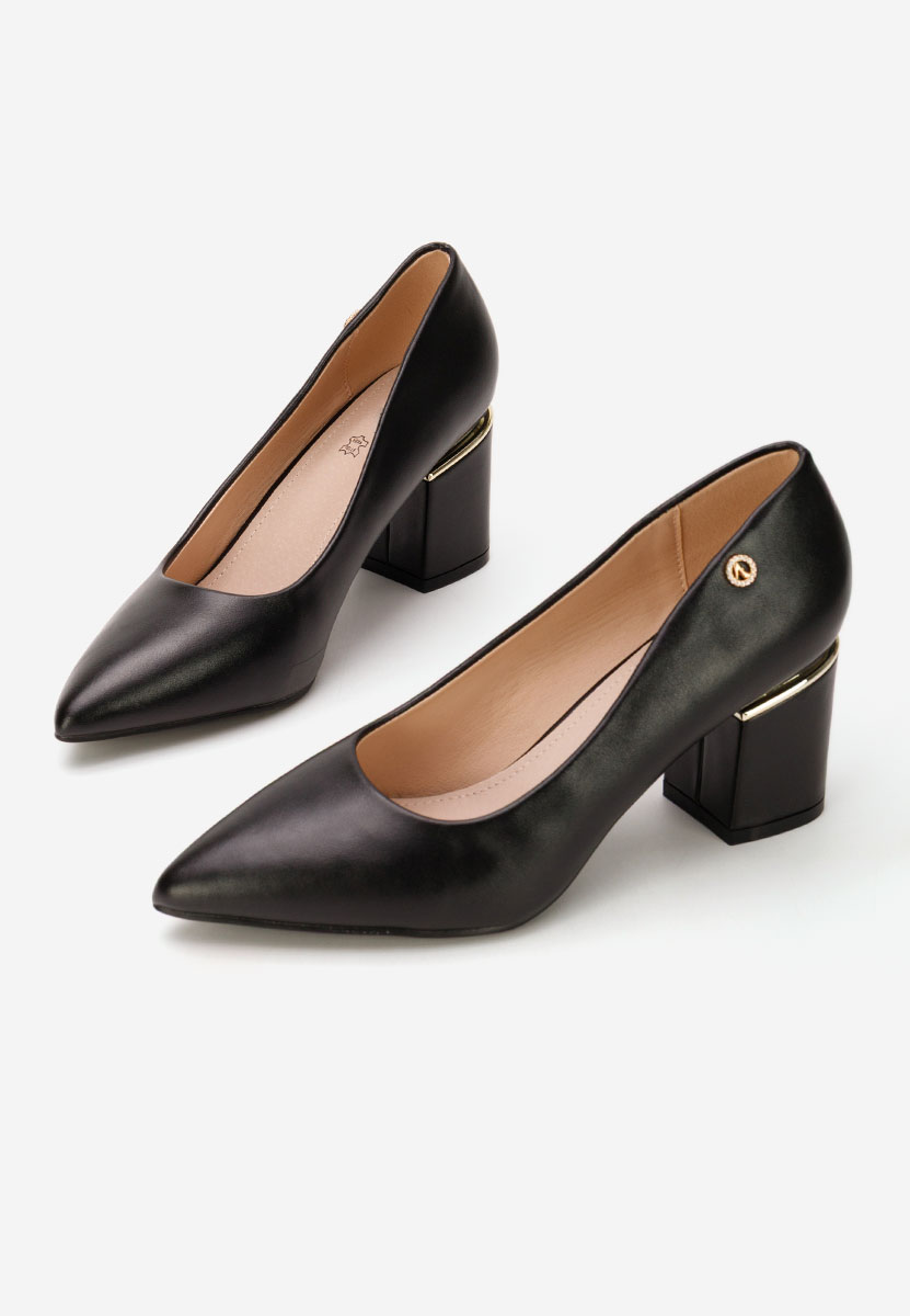 Čierne lodičky na hrubom opätku Nelia V4