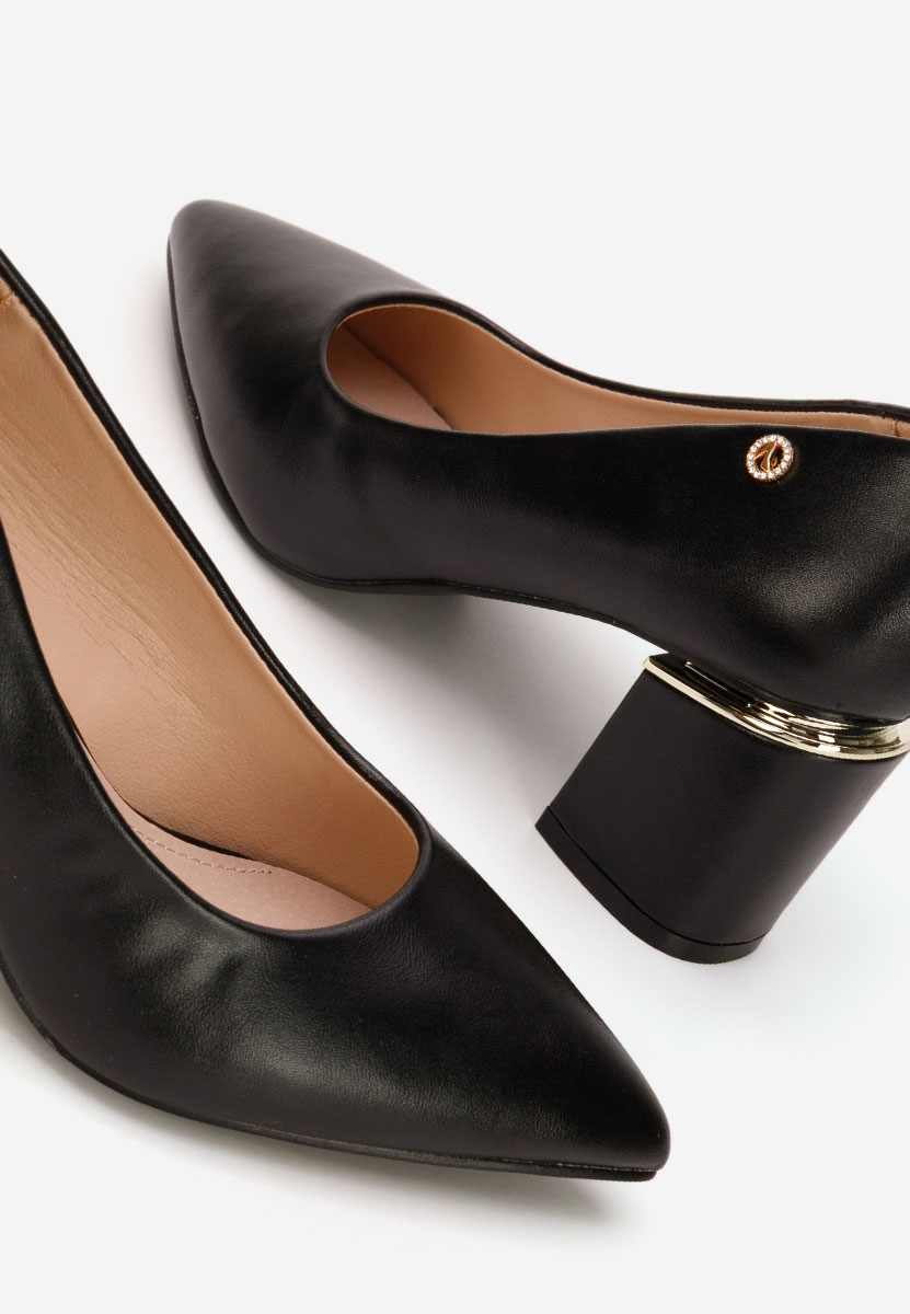 Čierne lodičky na hrubom opätku Nelia V4