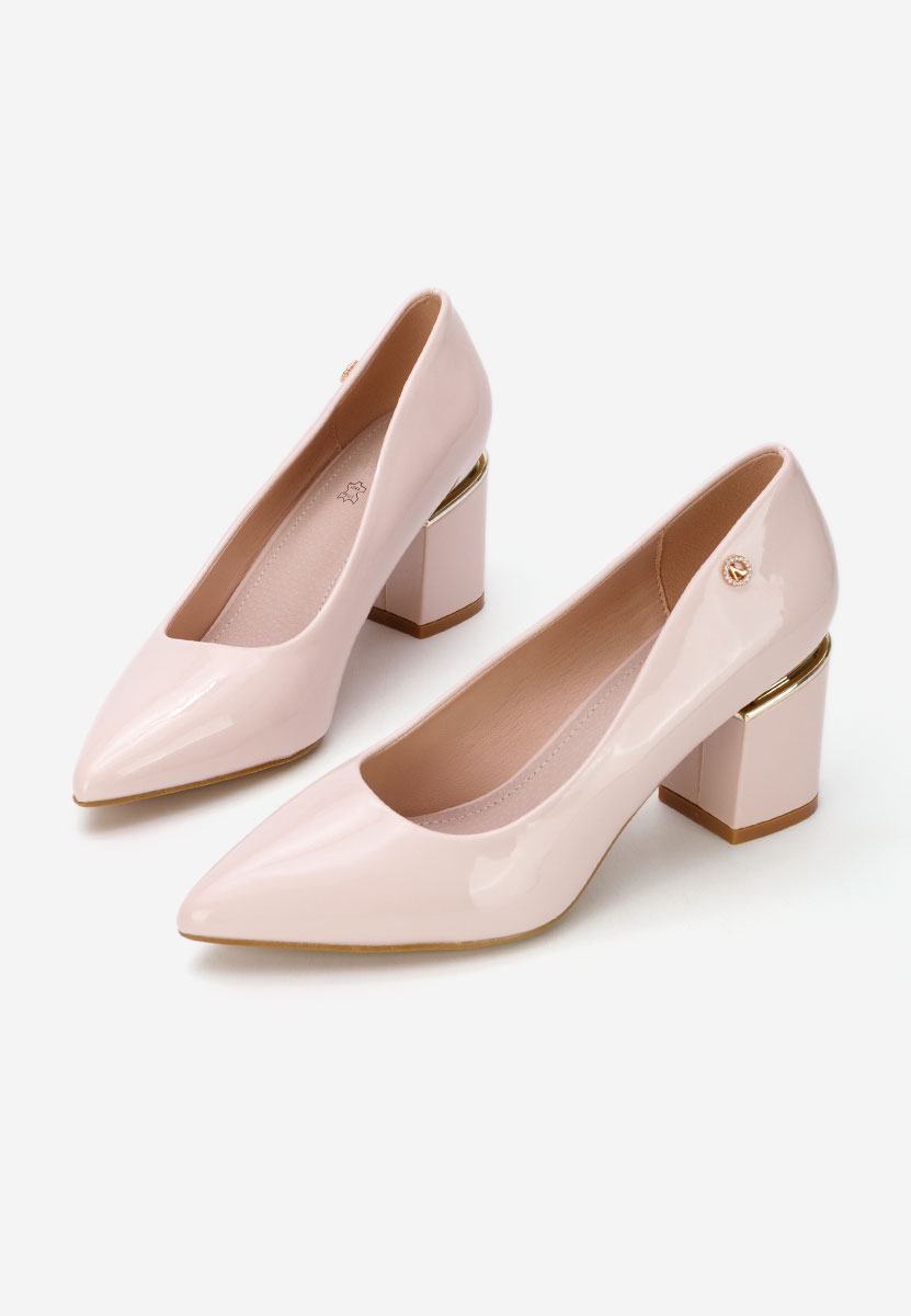 Béžové lodičky na hrubom opätku Nelia V6