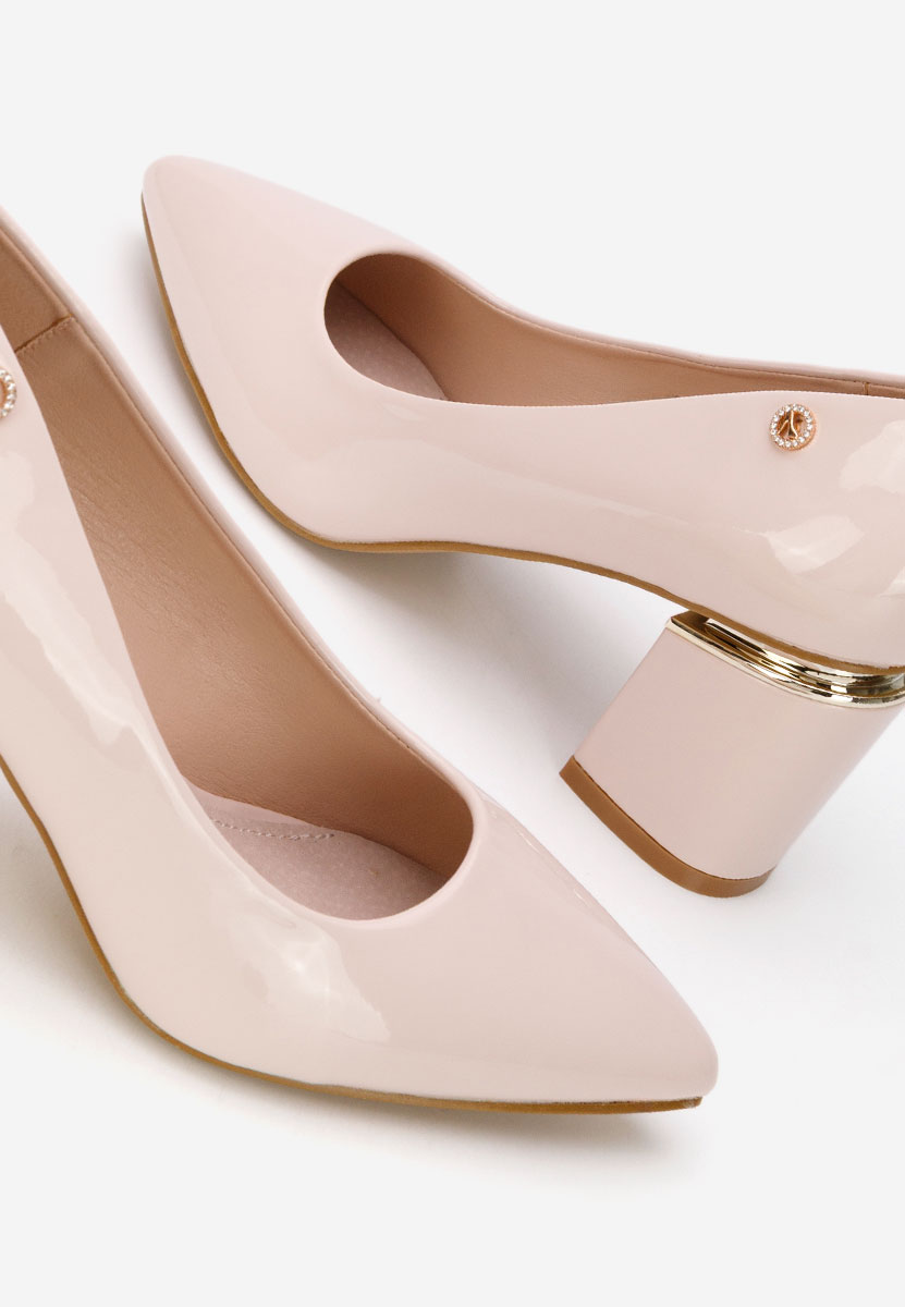 Béžové lodičky na hrubom opätku Nelia V6