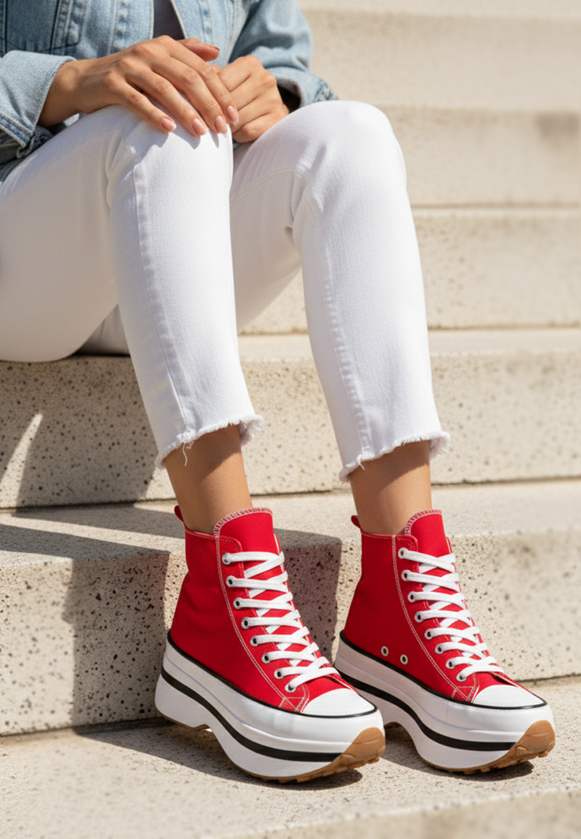 Červené tenisky na platforme Francene