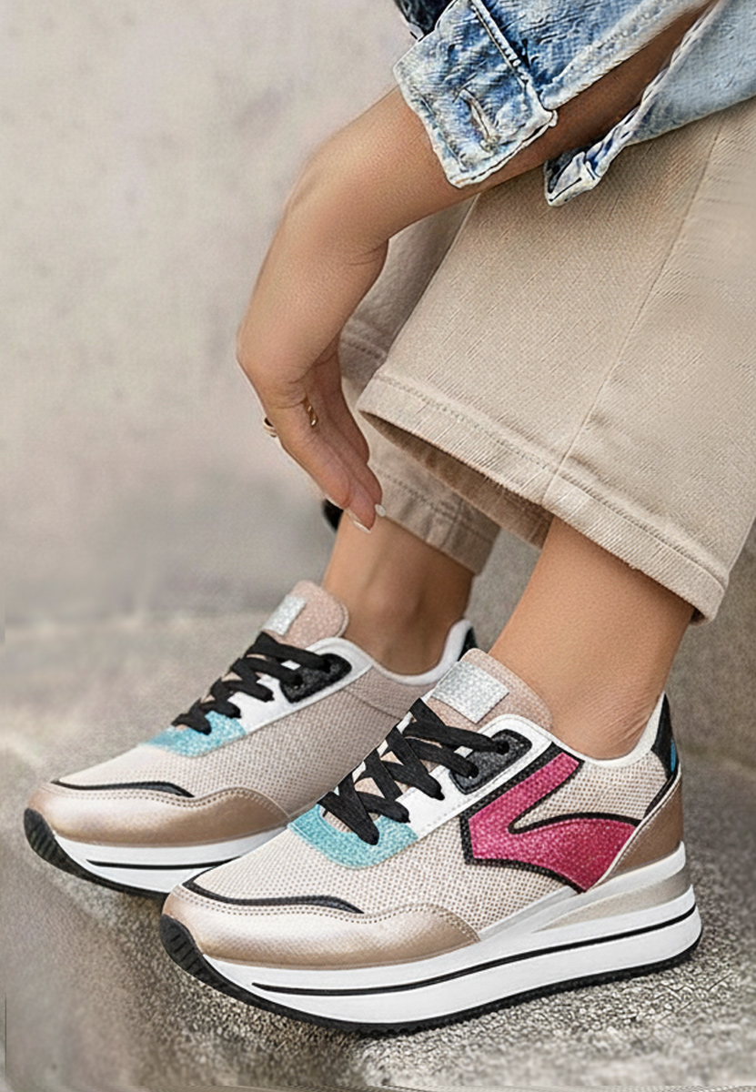 šampanské tenisky na platforme Tarika