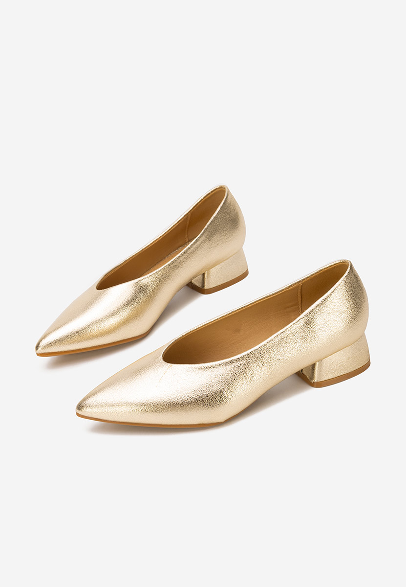 Zlaté lodičky na hrubom opätku Sarilia