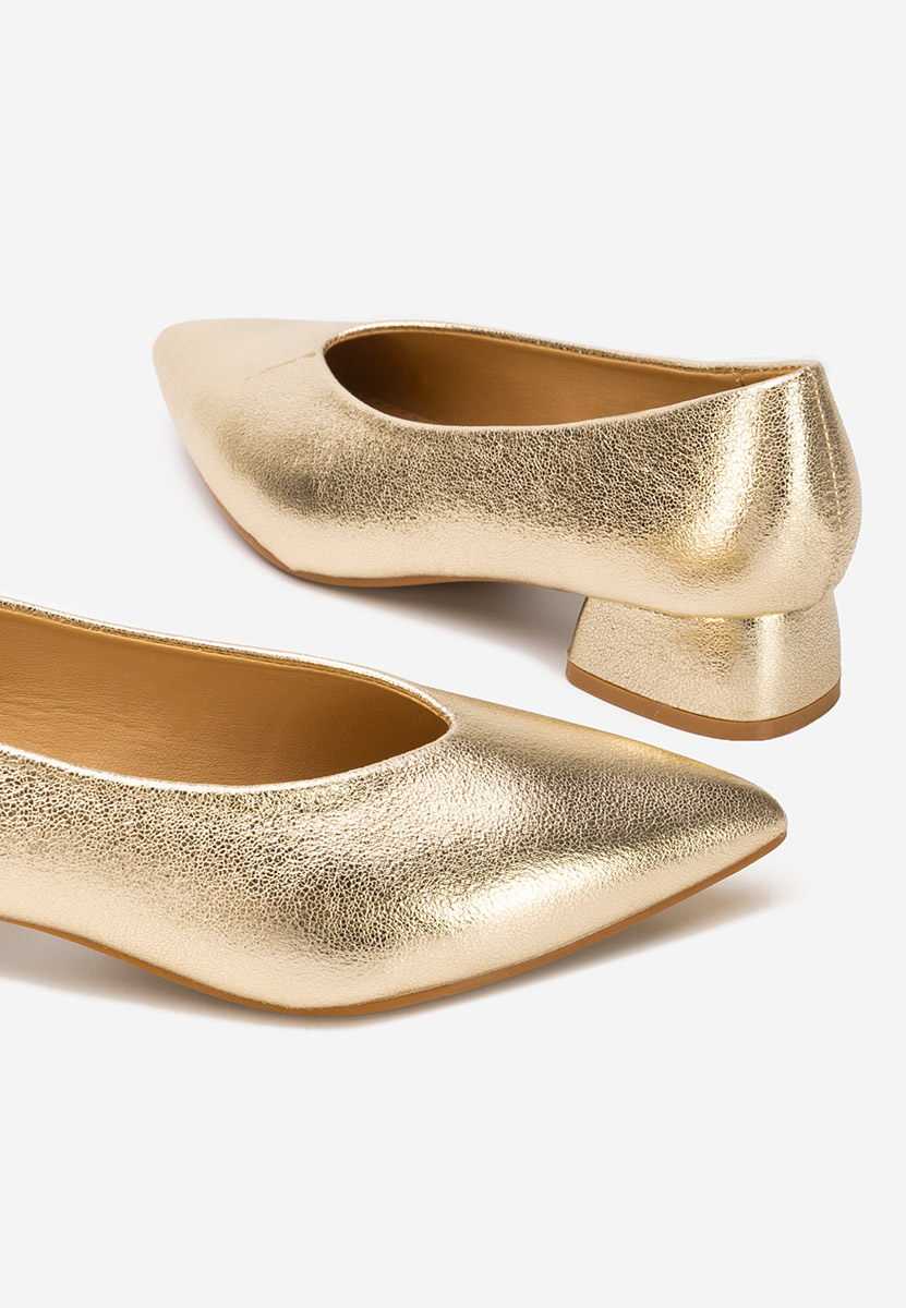 Zlaté lodičky na hrubom opätku Sarilia