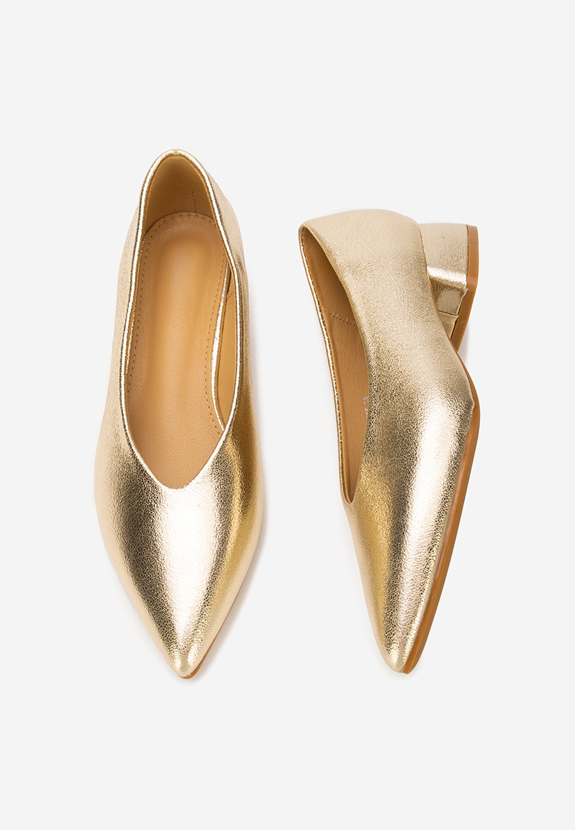 Zlaté lodičky na hrubom opätku Sarilia