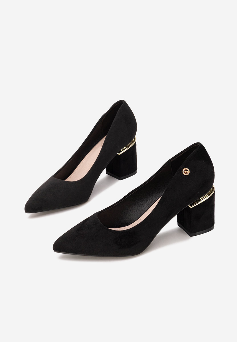 Čierne lodičky na hrubom opätku Nelia V5