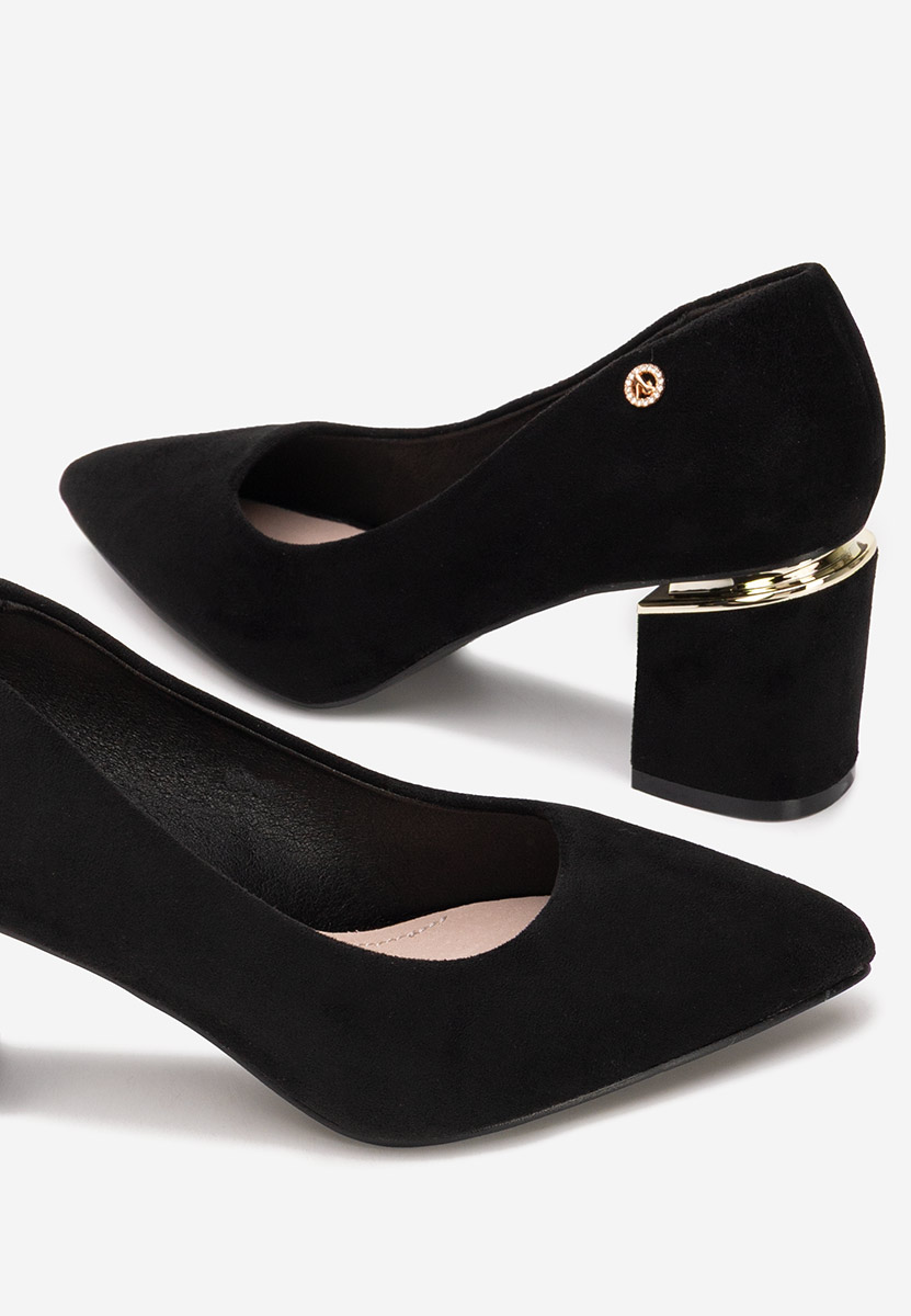 Čierne lodičky na hrubom opätku Nelia V5