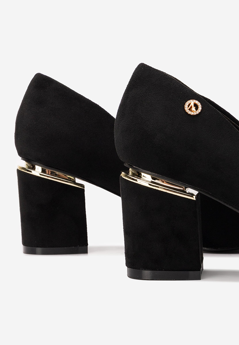 Čierne lodičky na hrubom opätku Nelia V5