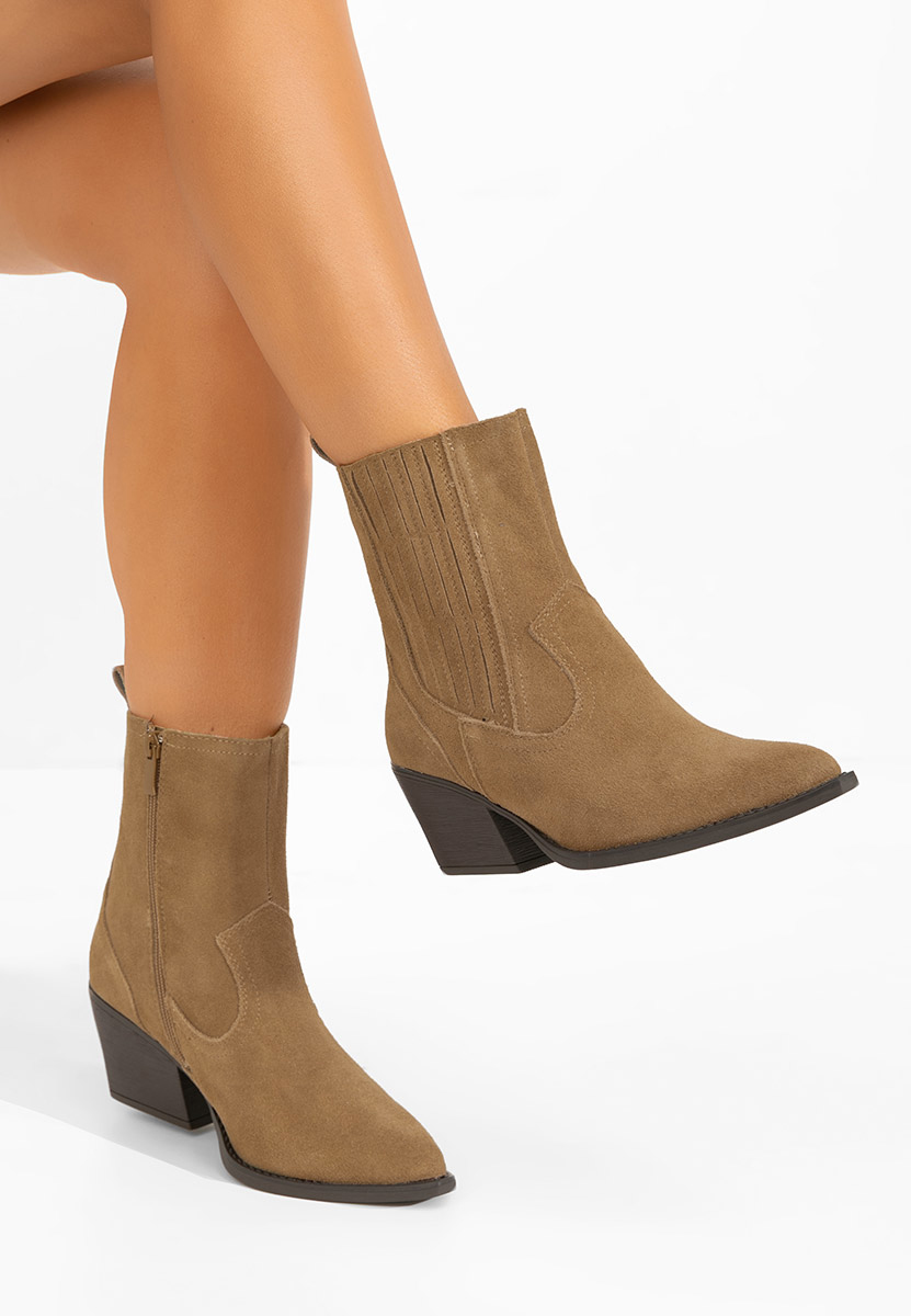 E-shop Khaki kovbojské čižmy Camela