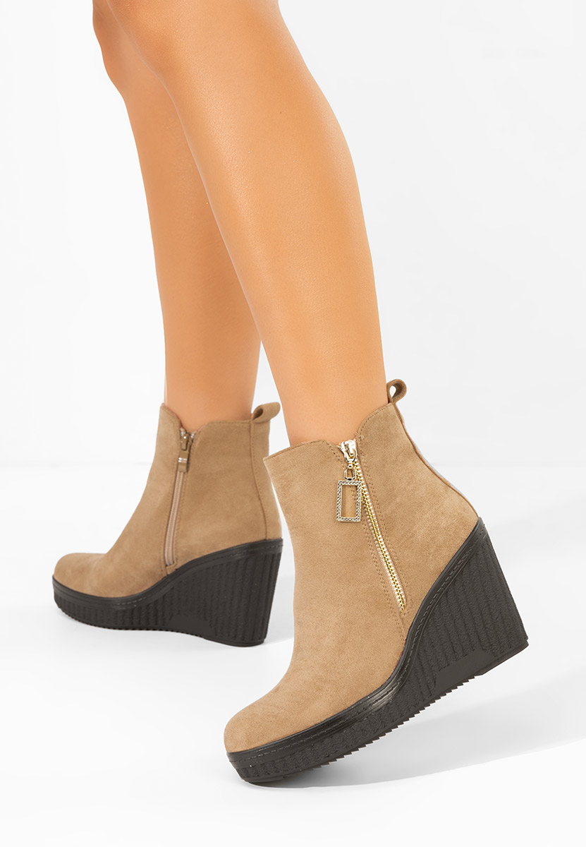 Khaki kotníkové čižmy na platforme Charlet V2