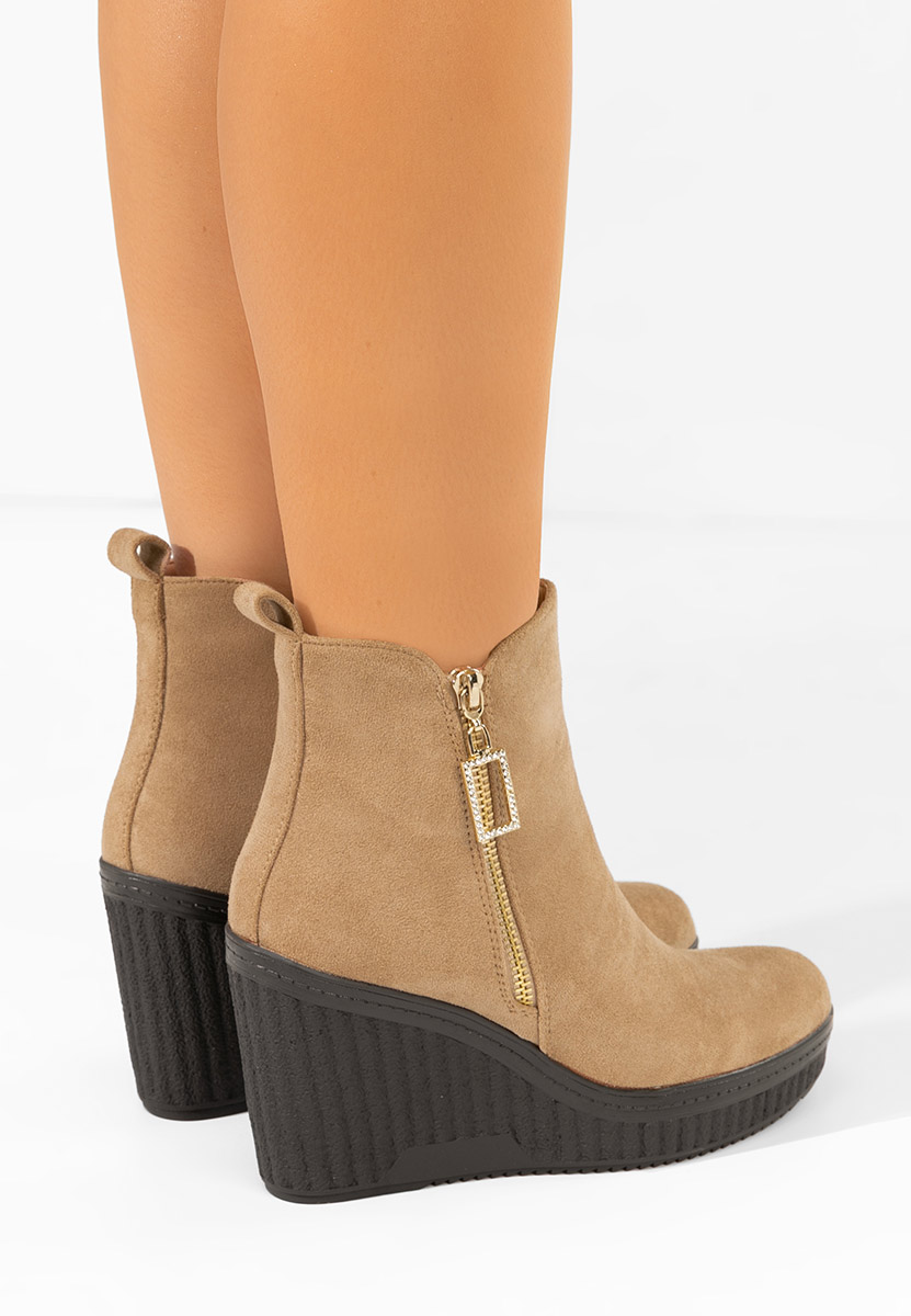 Khaki kotníkové čižmy na platforme Charlet V2