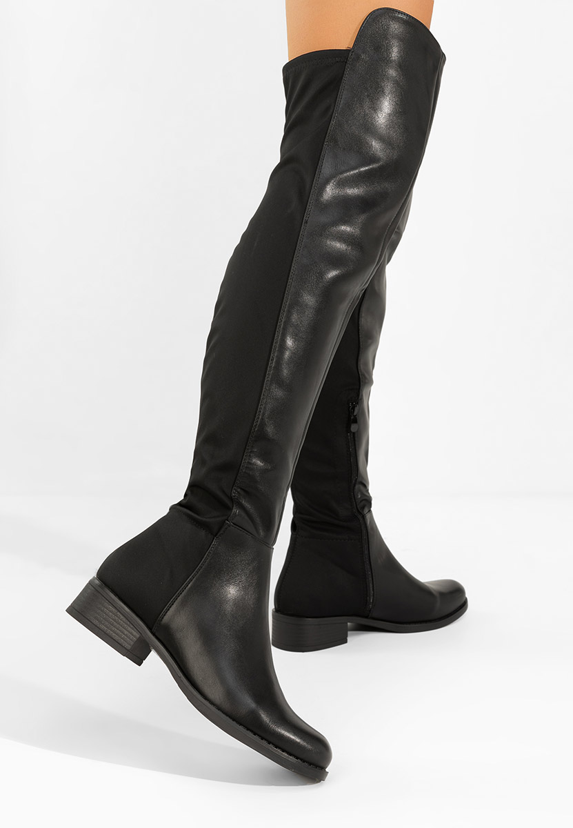Čierne čižmy nad koleno Inies V2