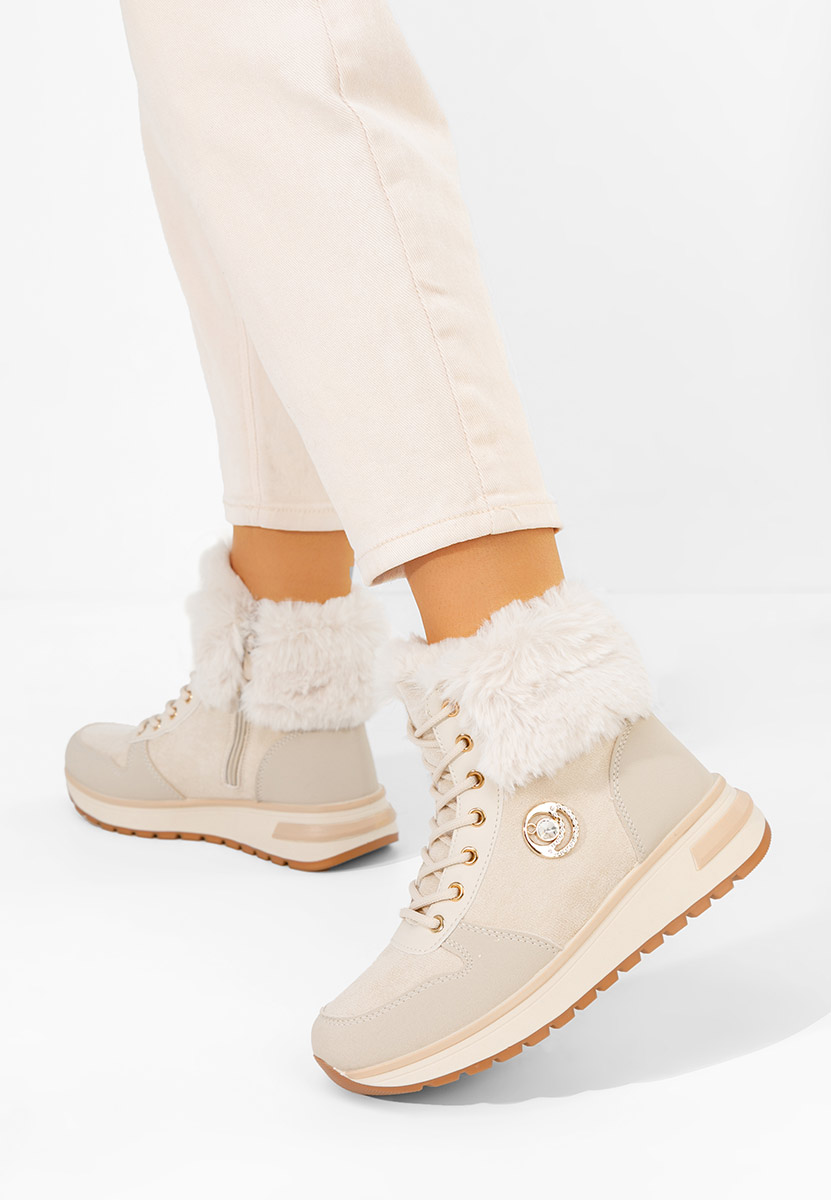 Béžové dámske zimné tenisky Grisia