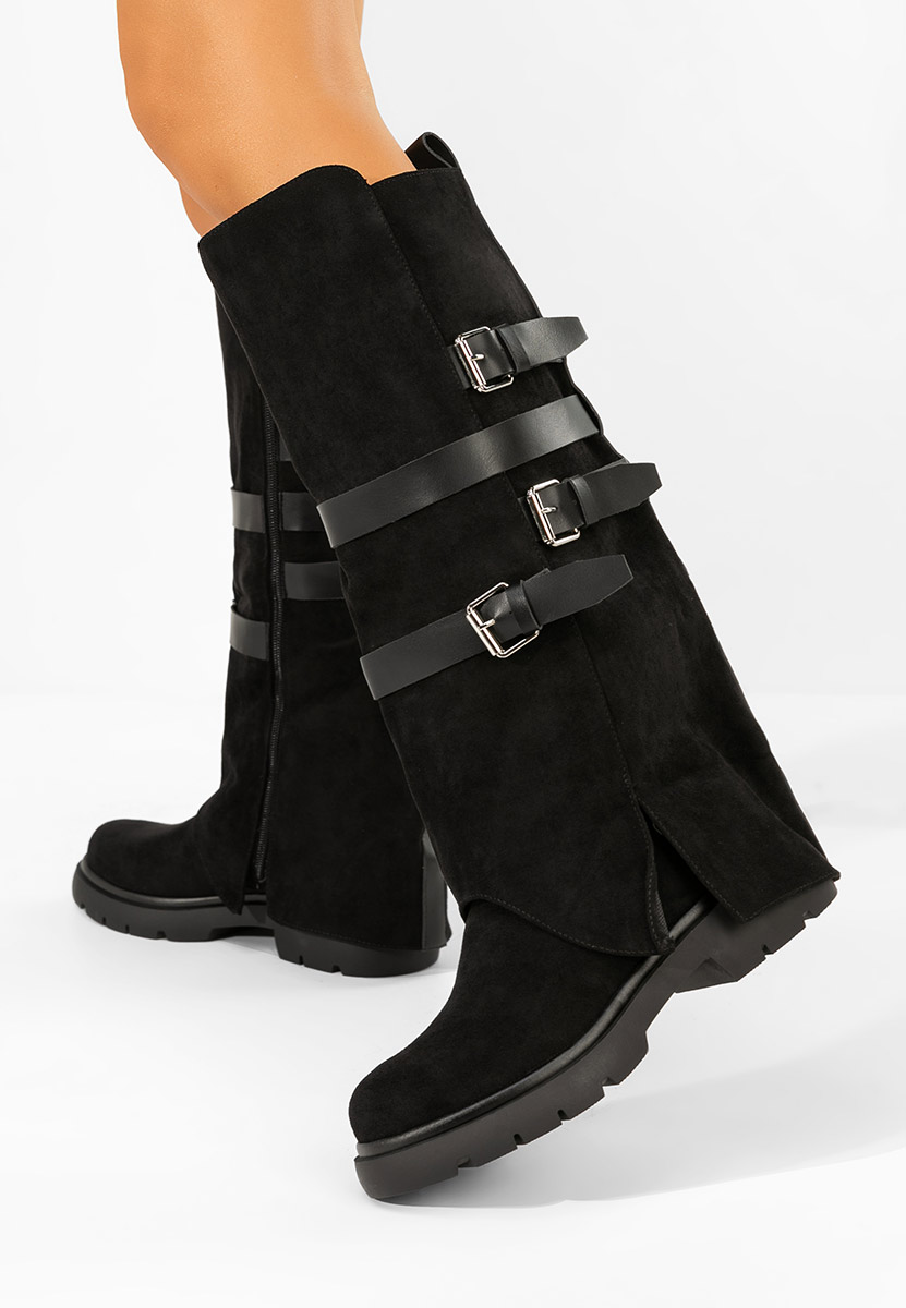 Čierne dámske čižmy bez podpätku Rovira