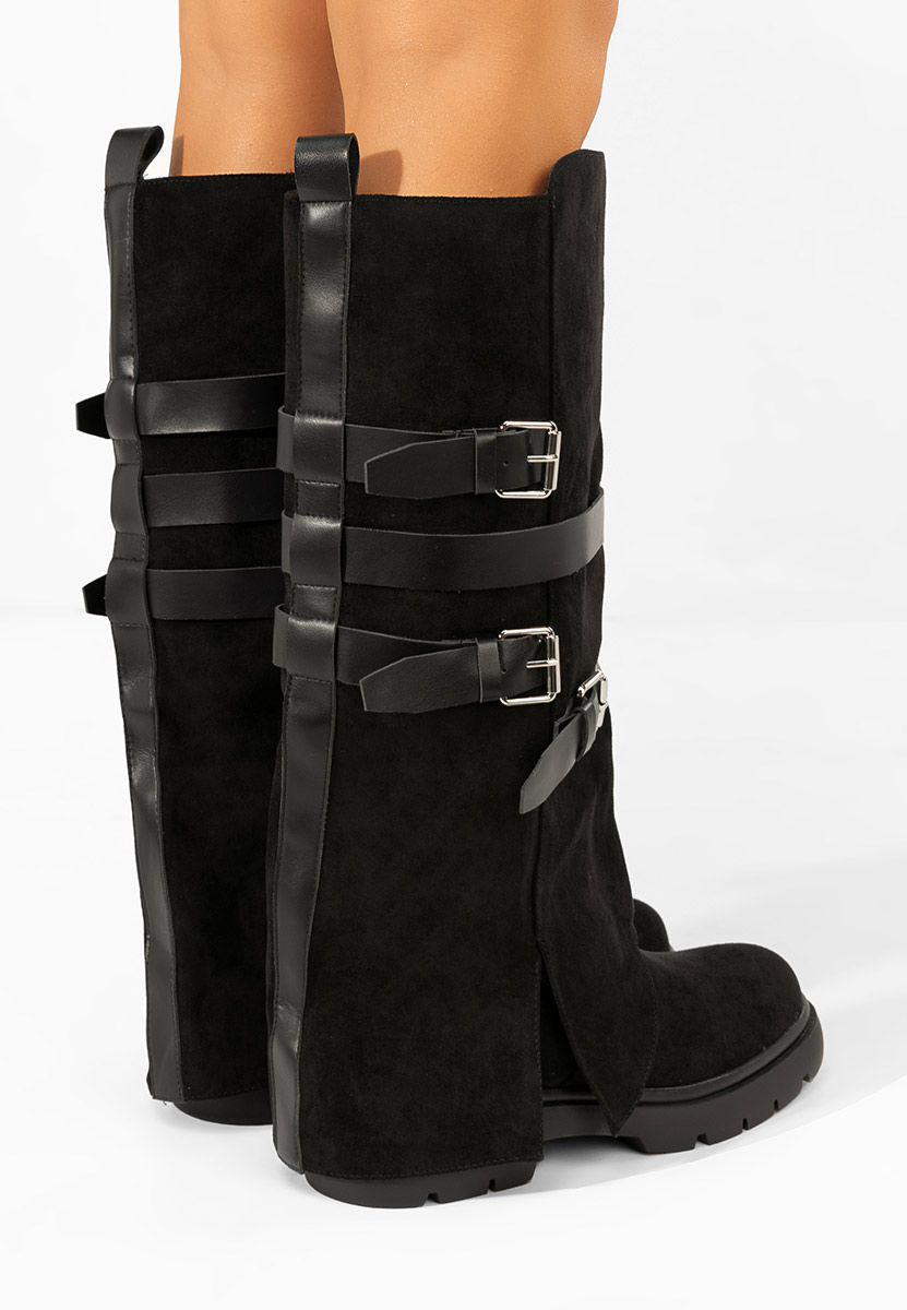 Čierne dámske čižmy bez podpätku Rovira