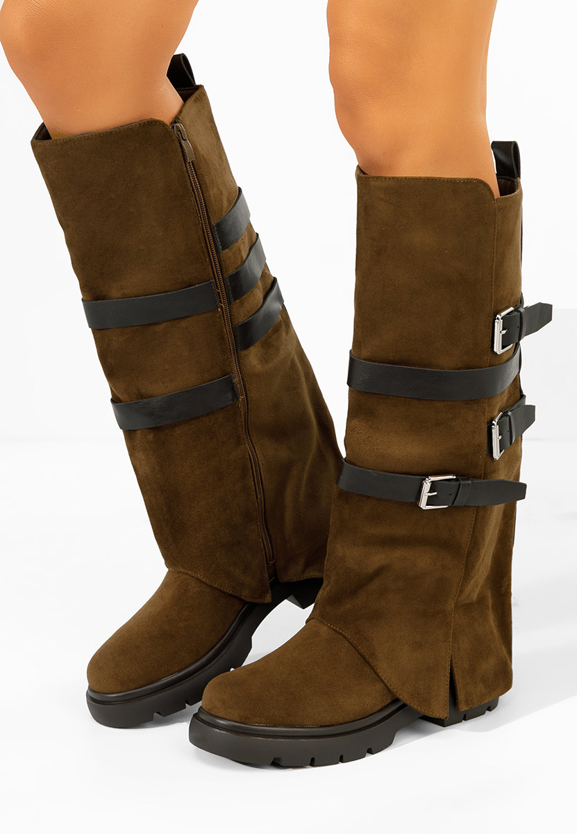 Hnedé dámske čižmy bez podpätku Rovira