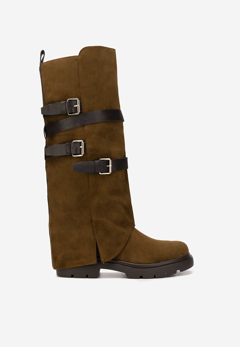 Hnedé dámske čižmy bez podpätku Rovira
