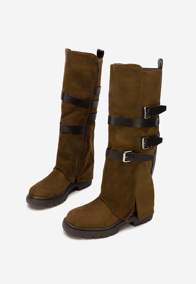 Hnedé dámske čižmy bez podpätku Rovira