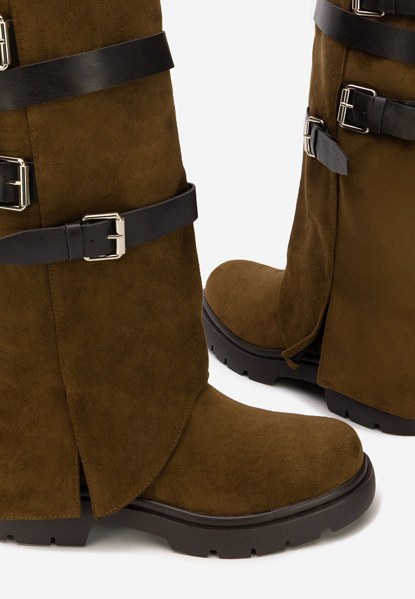 Hnedé dámske čižmy bez podpätku Rovira