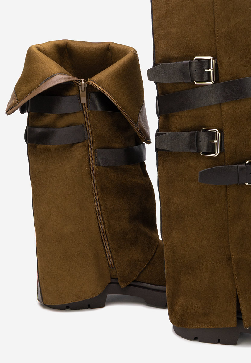 Hnedé dámske čižmy bez podpätku Rovira