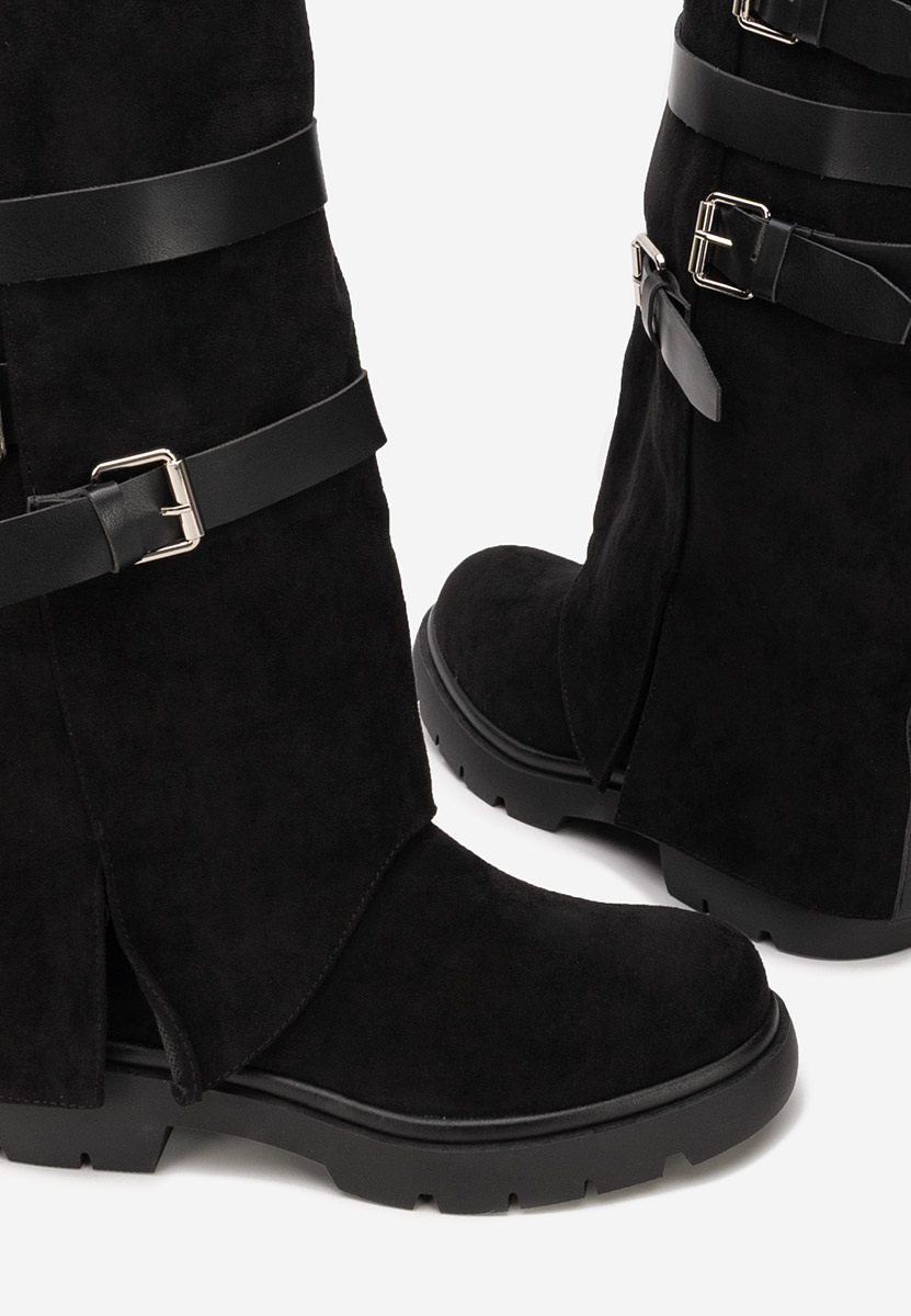 Čierne dámske čižmy bez podpätku Rovira