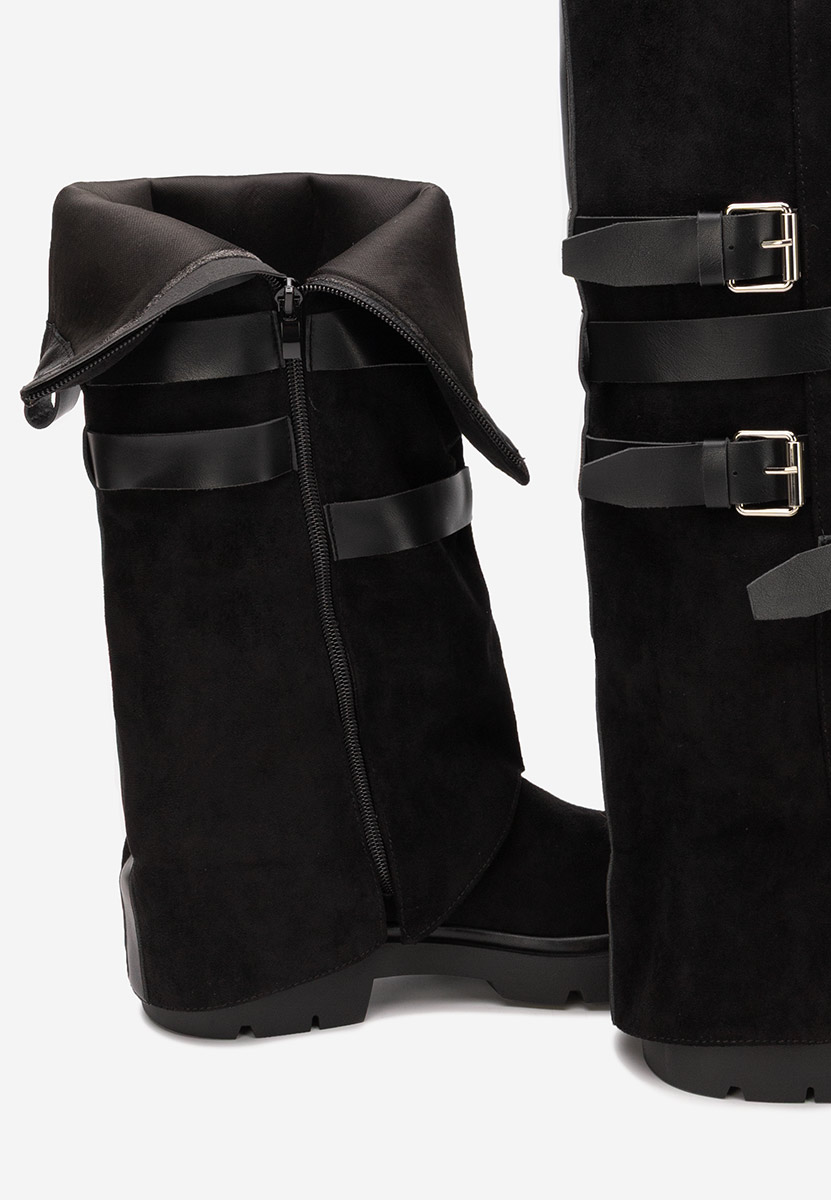 Čierne dámske čižmy bez podpätku Rovira