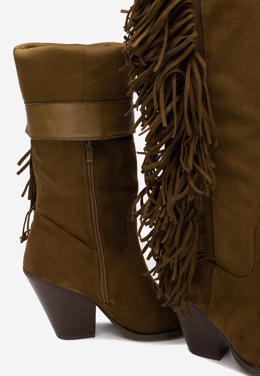 Camelové čižmy na hrubom podpätku Brania