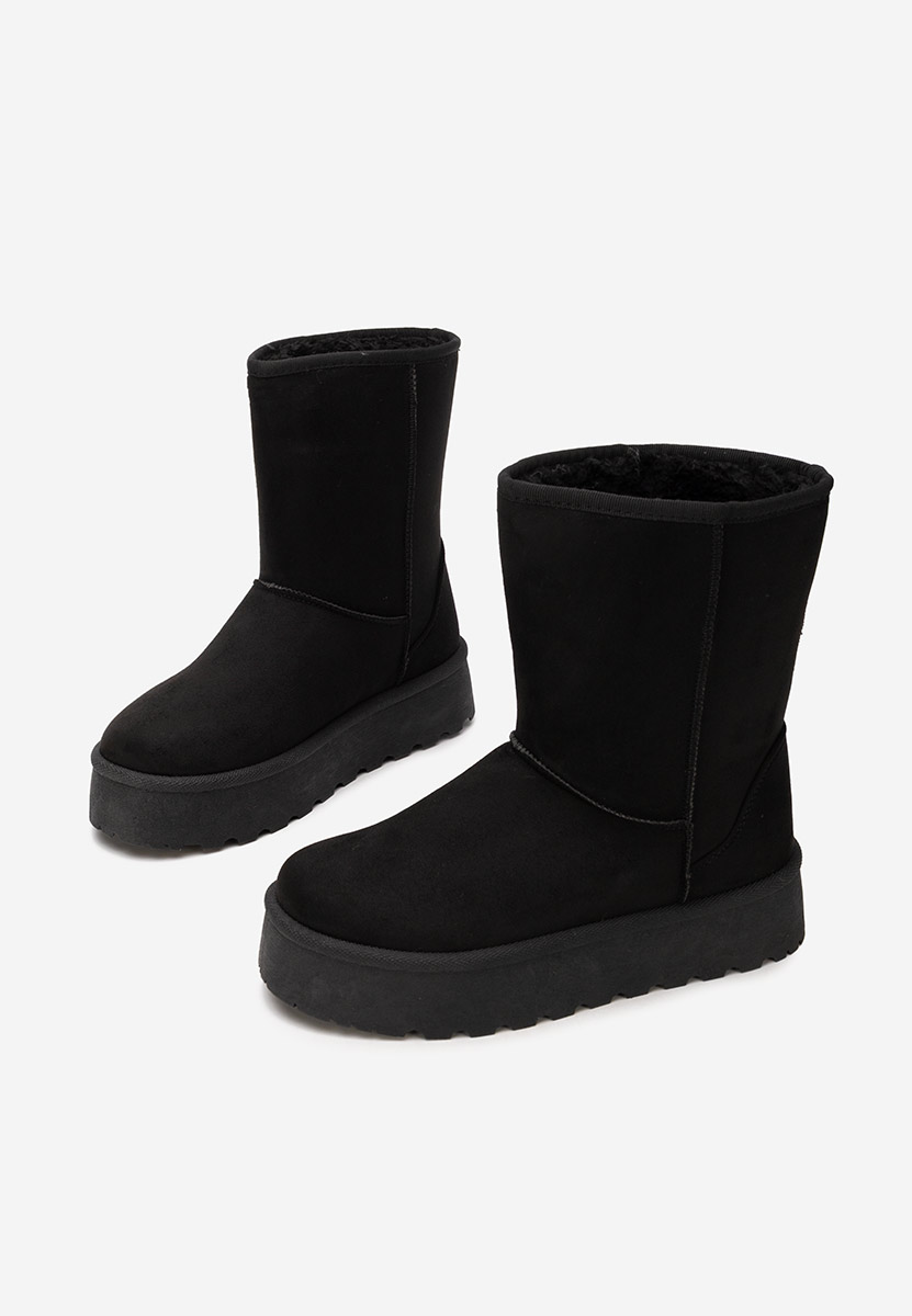 Čierne členkové dámske snehule na platforme Luisana