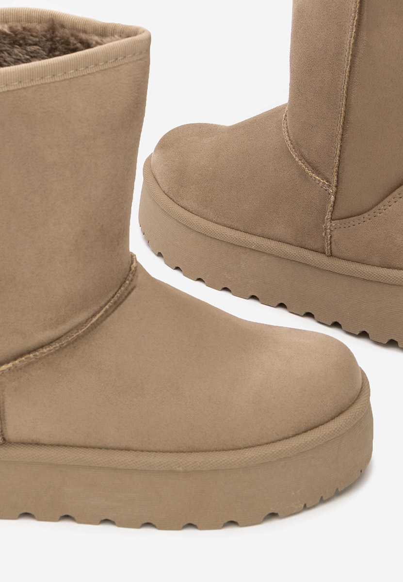 Khaki členkové dámske snehule na platforme Luisana