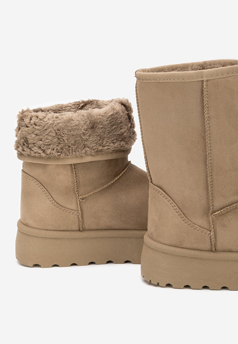 Khaki členkové dámske snehule na platforme Luisana