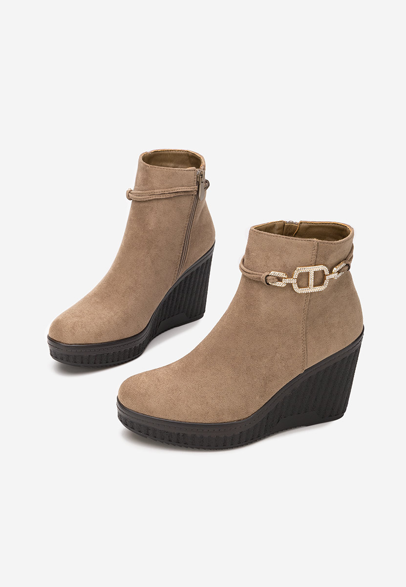 Khaki kotníkové čižmy na platforme Charlet V3