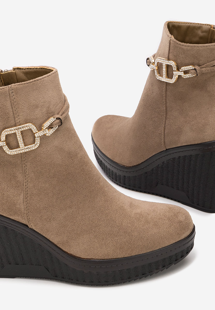 Khaki kotníkové čižmy na platforme Charlet V3